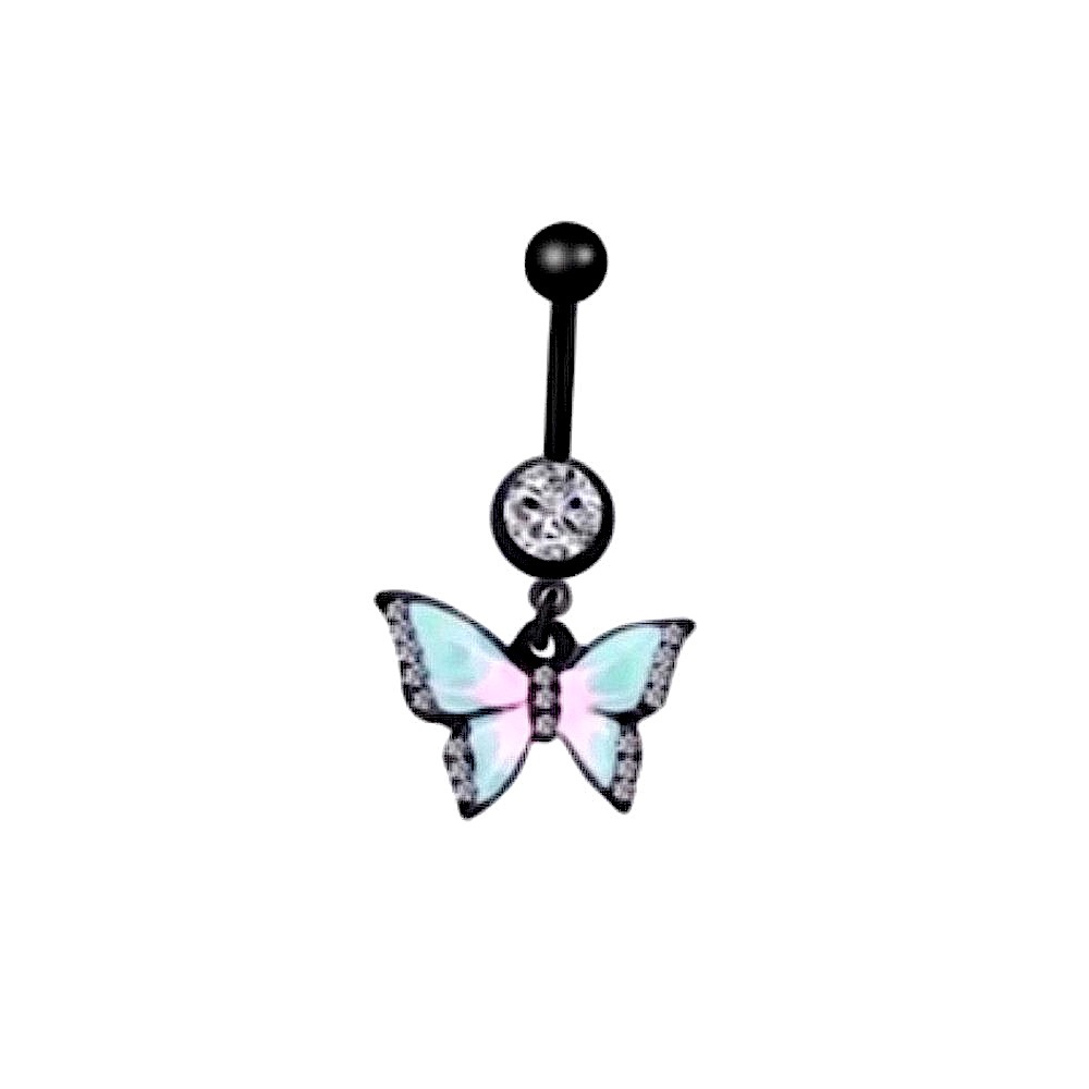 NEW Rhinestone Butterfly Belly Ring